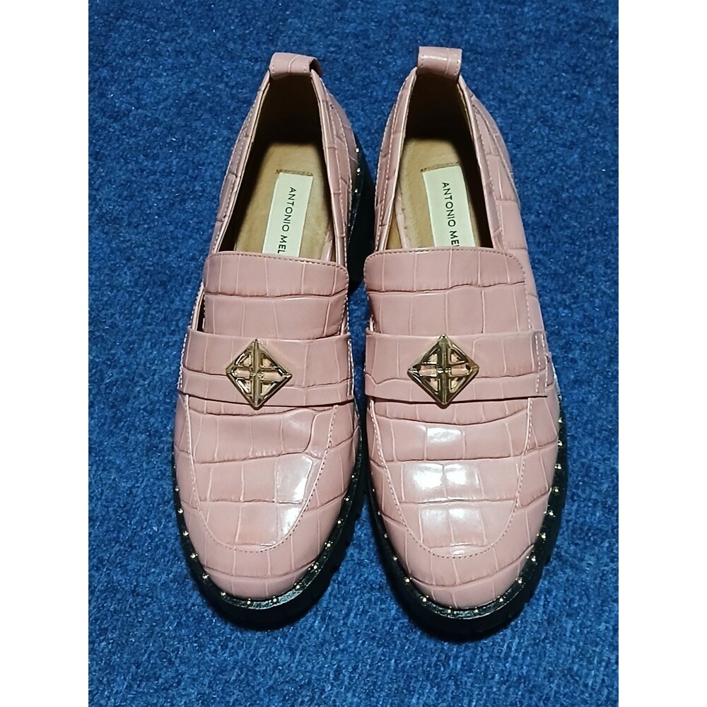 Antonio Melani Pink Croc-Embossed Arrllo Lug Sole Loafers 6.5 NWOB